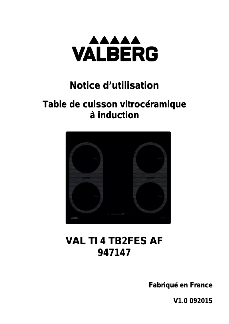 Page n°1 - Manuel utilisateur Valberg VAL TI 4 TB2FES AF