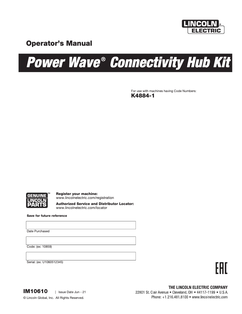 Imagen de la primera página del manual del dispositivo Power Wave Connectivity Hub Kit