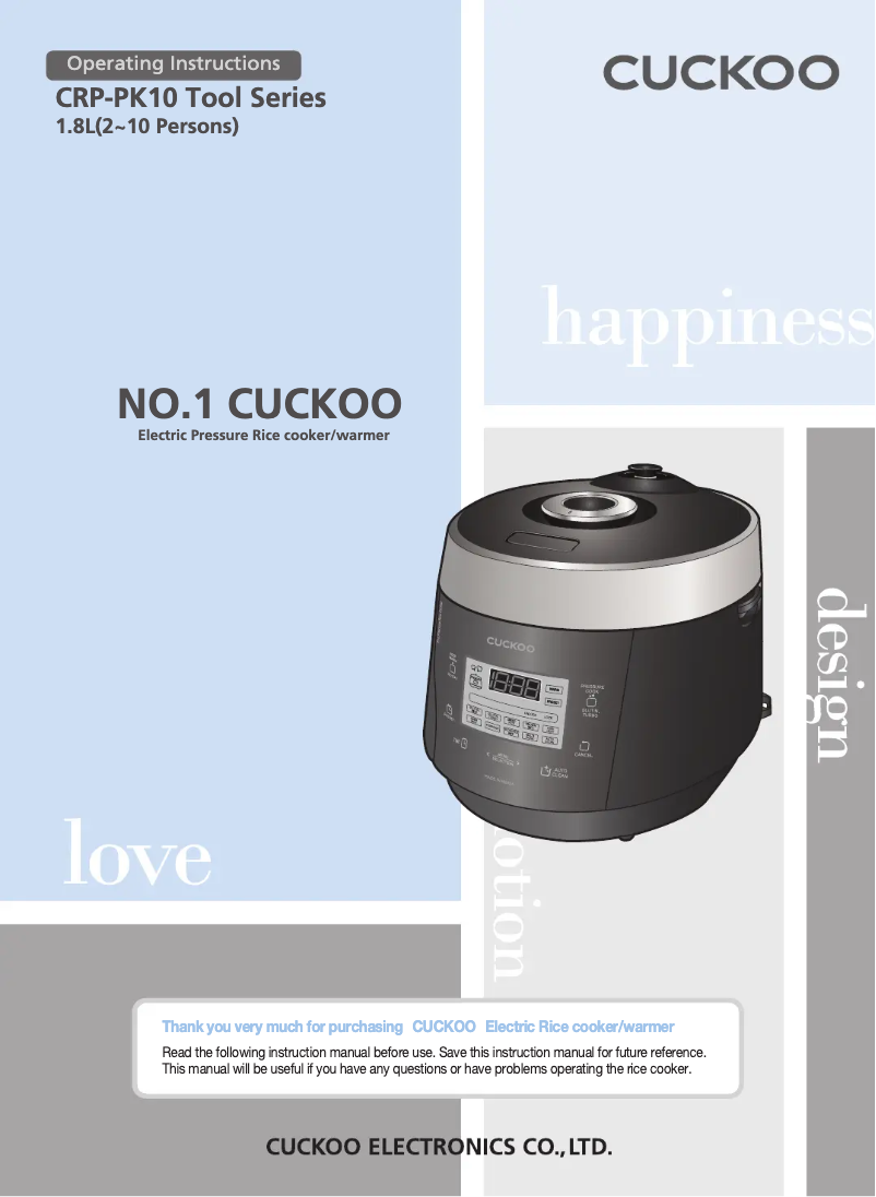 Página 1 del manual Manual de usuario Cuckoo CRP-PK1001S