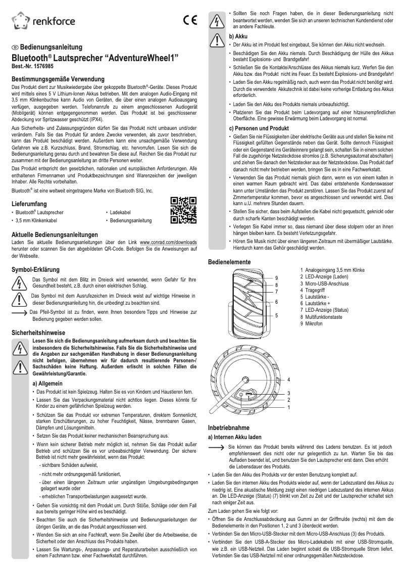 Image de la première page du manuel de l'appareil AdventureWheel1