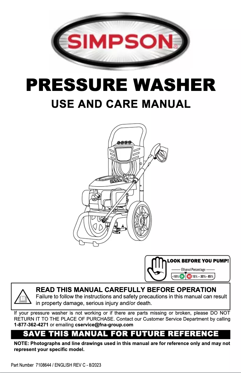 Page n°1 - Manuel utilisateur Simpson MegaShot MS60809-S