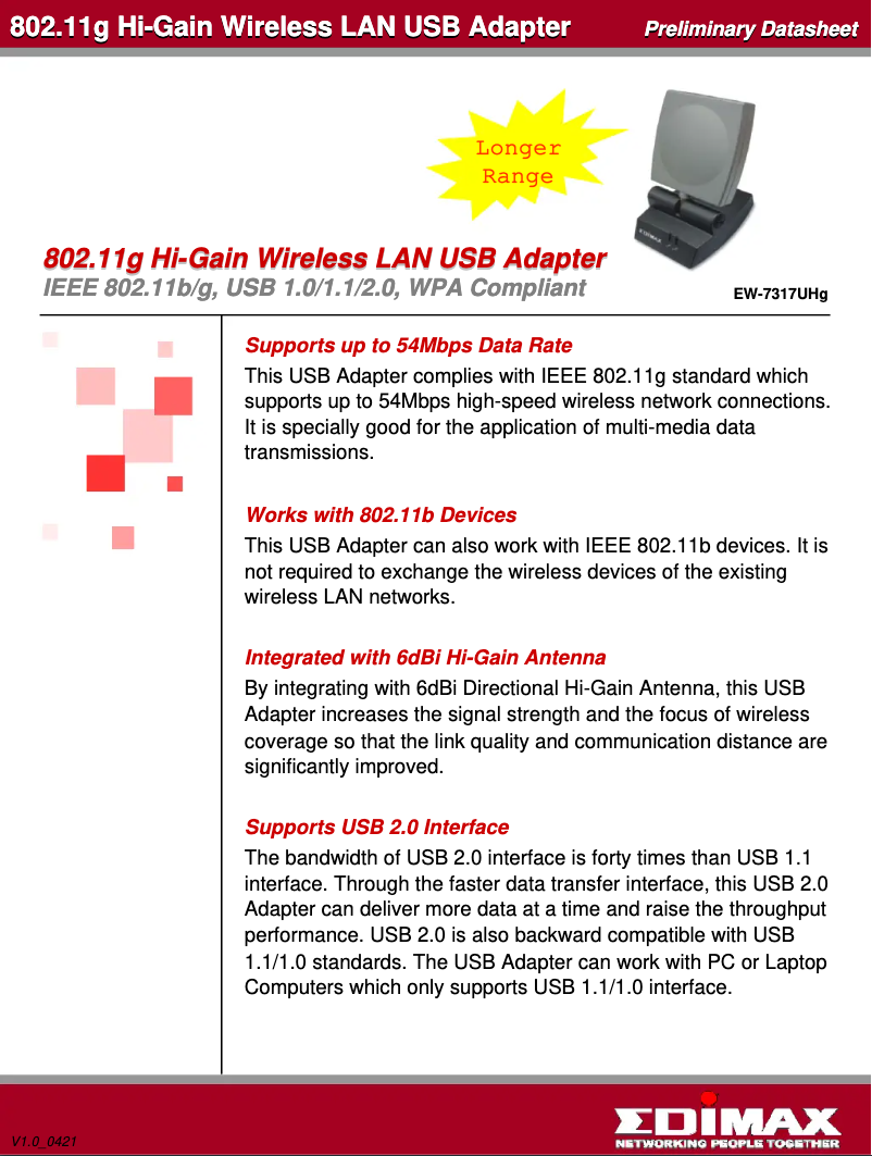 Página 1 del manual Ficha técnica Edimax EW-7317UHg