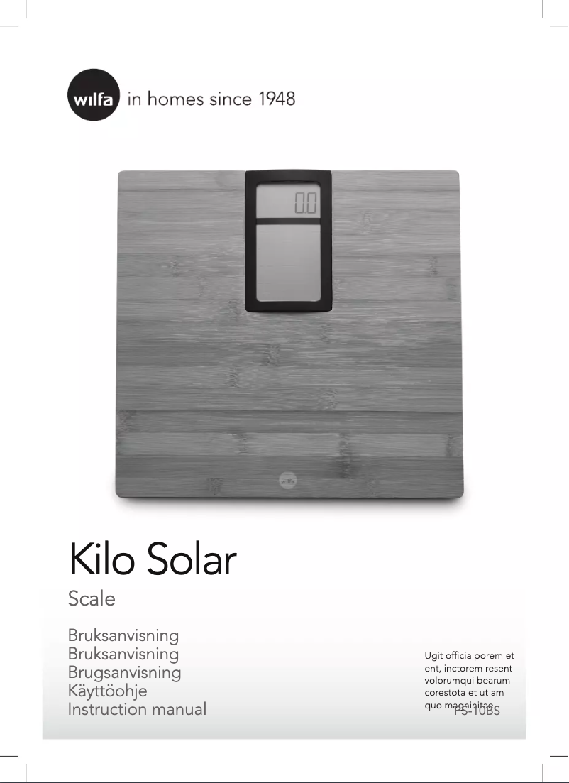 Page n°1 - Manuel utilisateur Wilfa Kilo Solar PS-10BS
