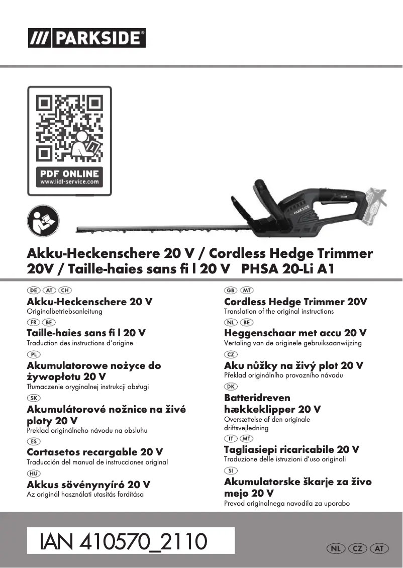 Image de la première page du manuel de l'appareil PHSA 20-Li A1