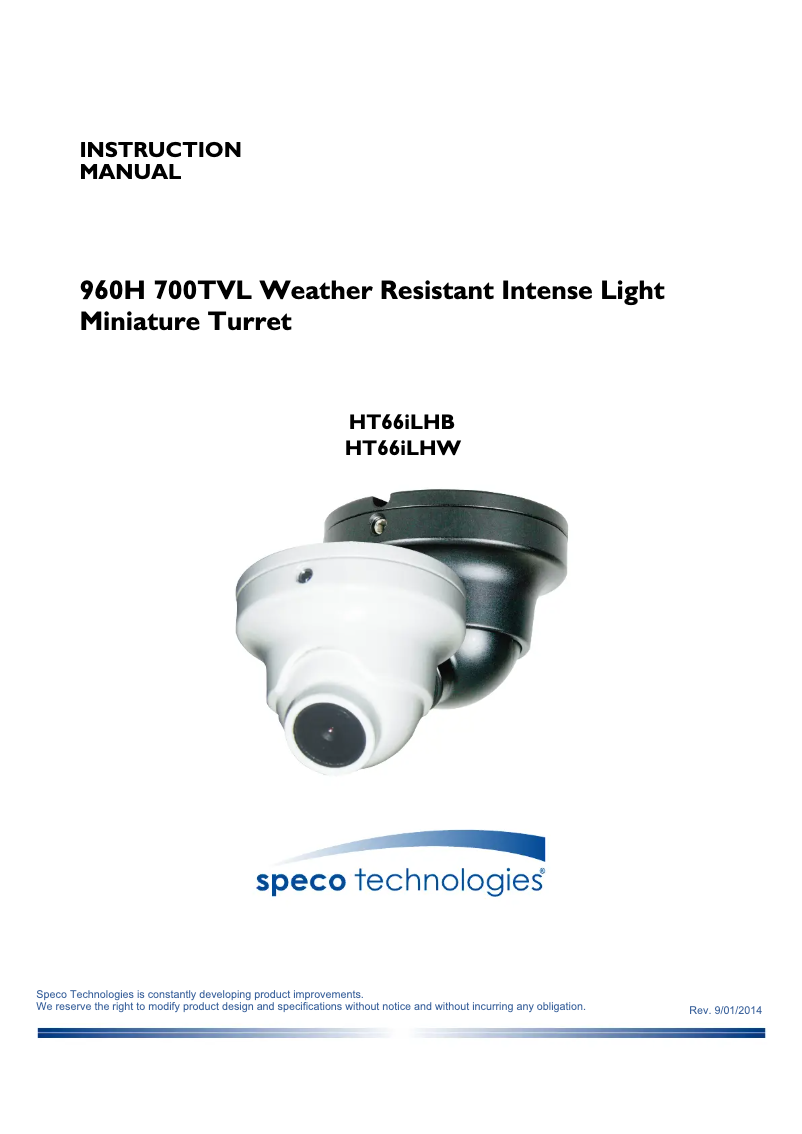 Page 1 de la notice Manuel utilisateur Speco Technologies HT66ILHB