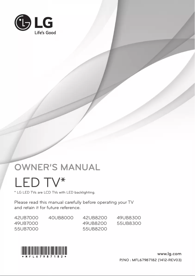 Image de la première page du manuel de l'appareil 55UB7000