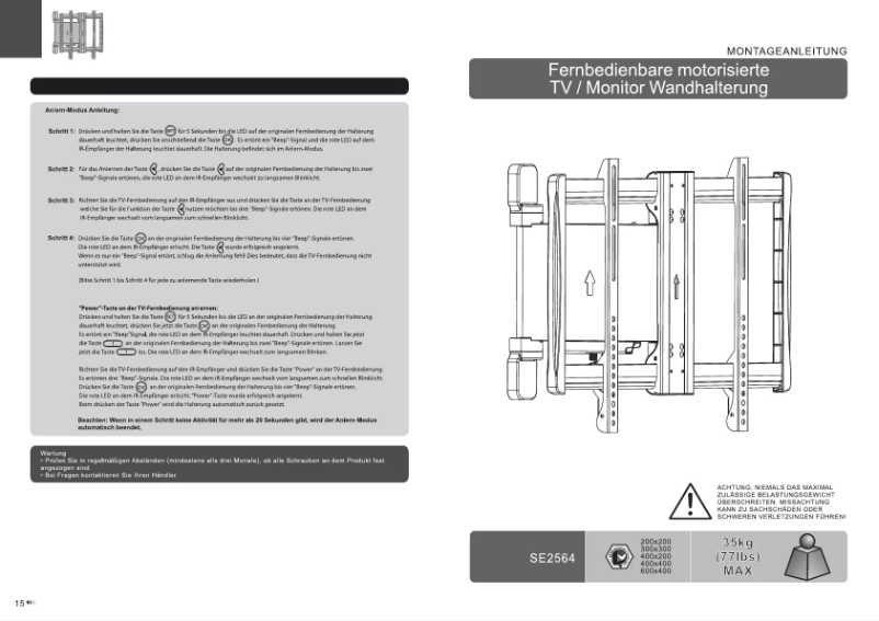 Image de la première page du manuel de l'appareil SE2564