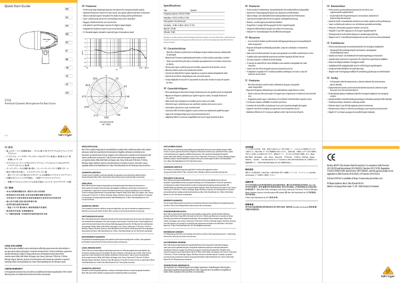 Page 1 de la notice Guide de démarrage rapide Behringer C112