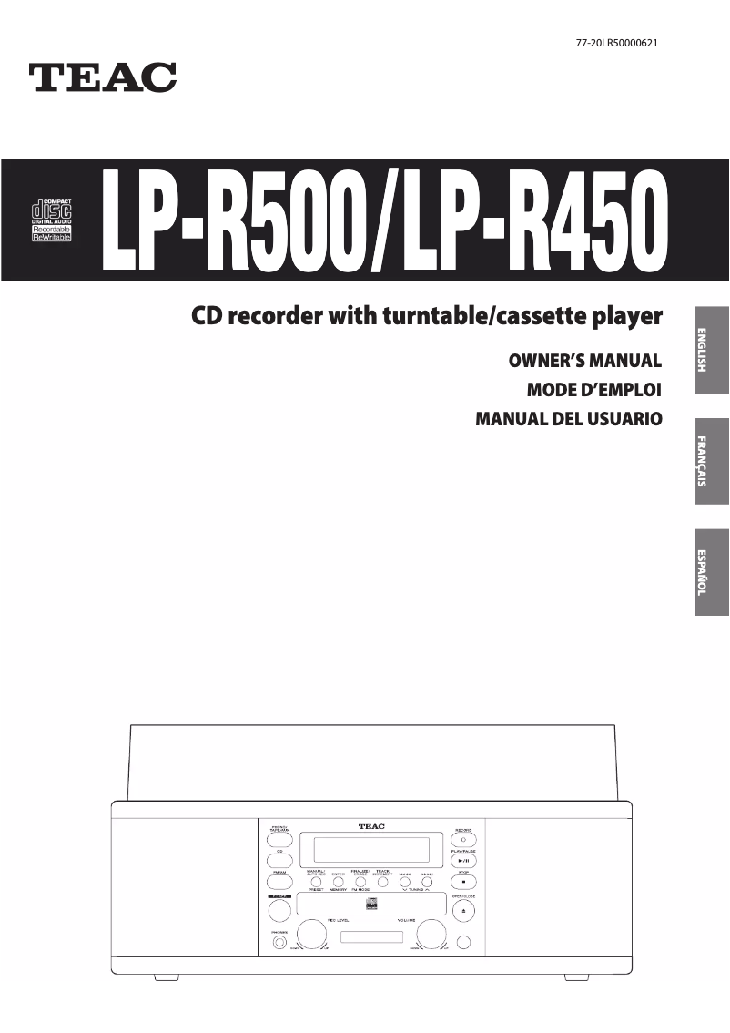 Page 1 de la notice Manuel utilisateur Teac LP-R500A