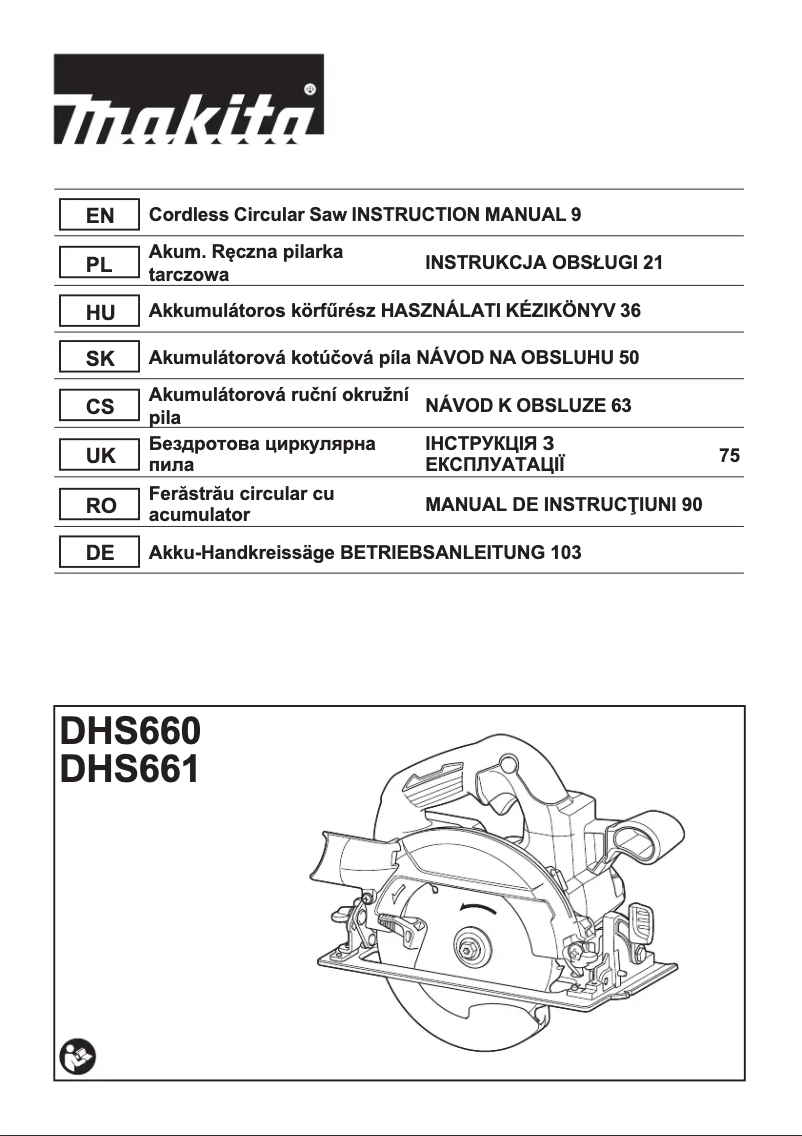 Page 1 de la notice Manuel utilisateur Makita DHS661ZU