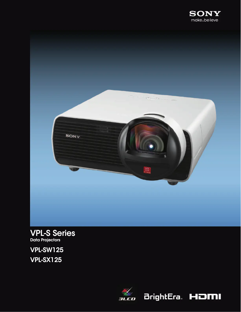 Page 1 de la notice Fiche technique Sony VPL-SX125