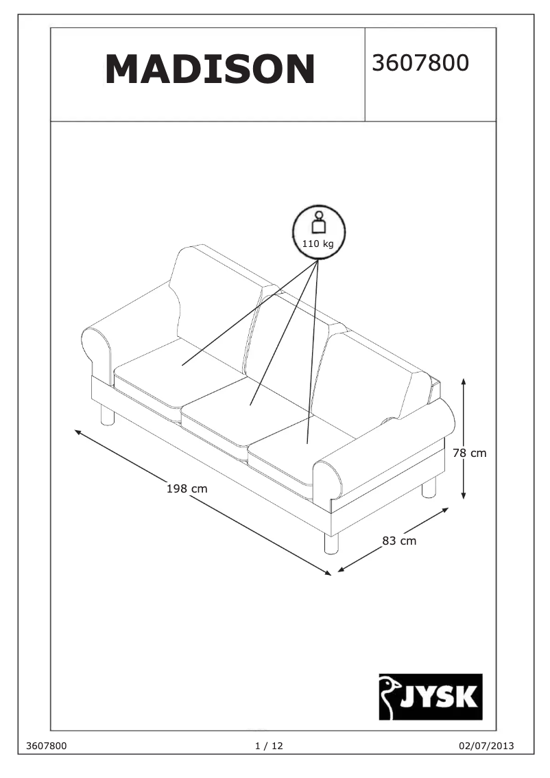Image de la première page du manuel de l'appareil Beder (2.5 seat)