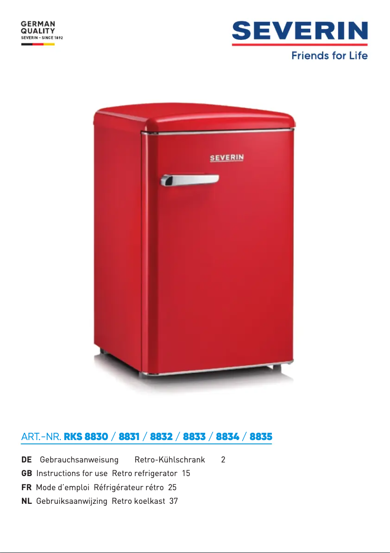 Page n°1 - Manuel utilisateur Severin RKG 8832