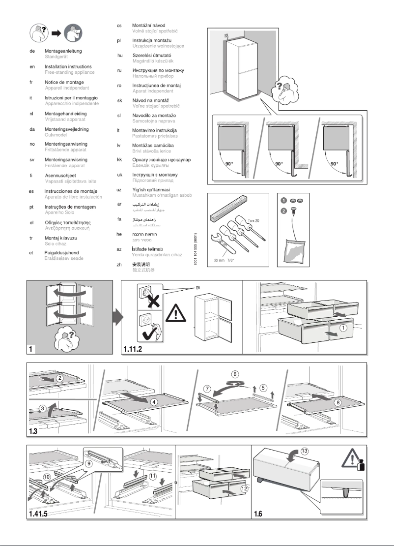 Page 1 de la notice Instructions / montage Siemens KG86NDW30N