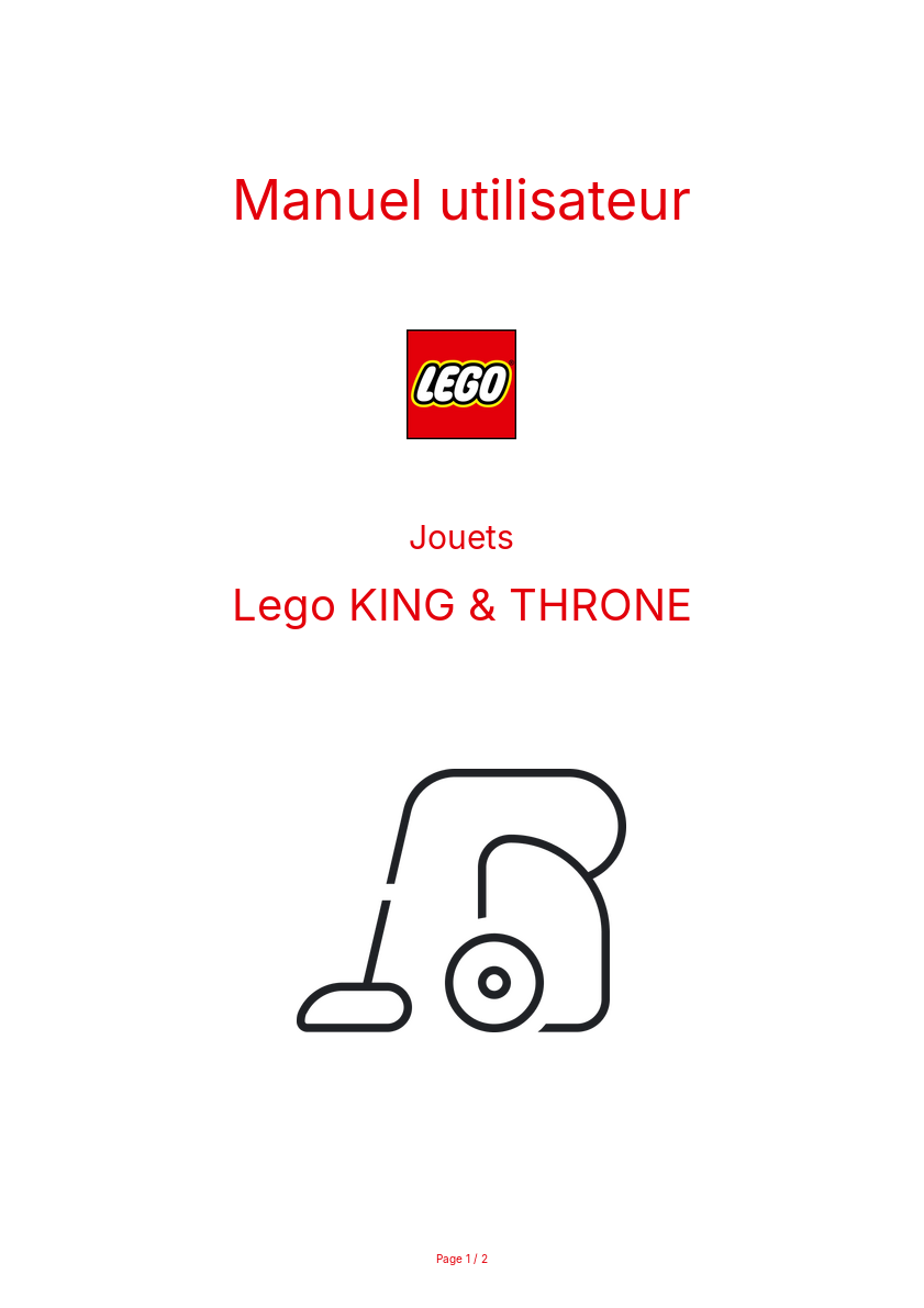 Image de la première page du manuel de l'appareil KING & THRONE