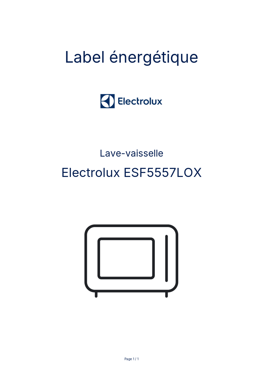 Page n°1 - Label énergétique Electrolux ESF5557LOX