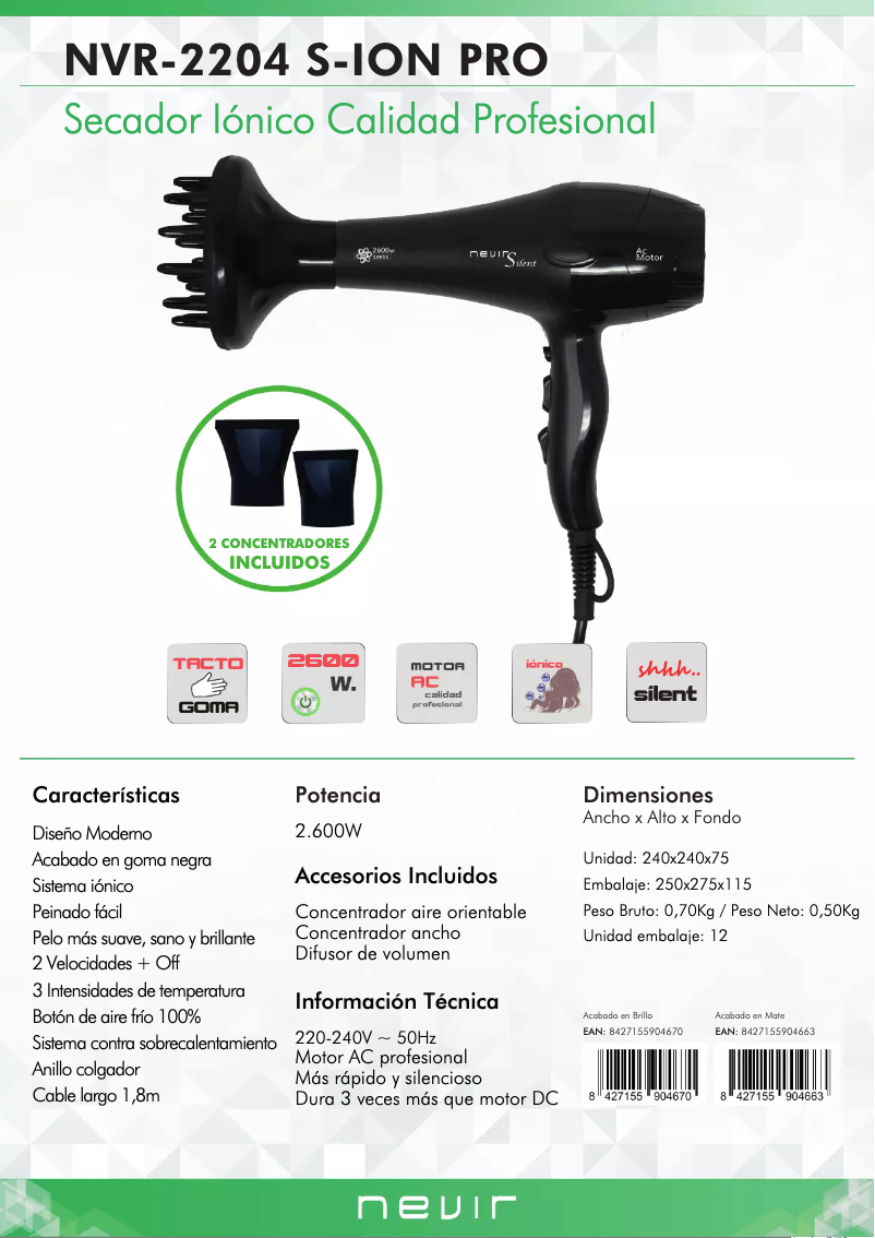 Page n°1 - Manuel utilisateur Nevir NVR-2204 S-ION PRO