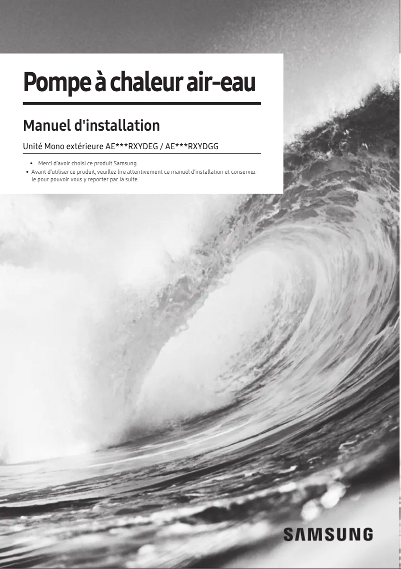 Page 1 de la notice Manuel utilisateur Samsung AE080RXYDEG