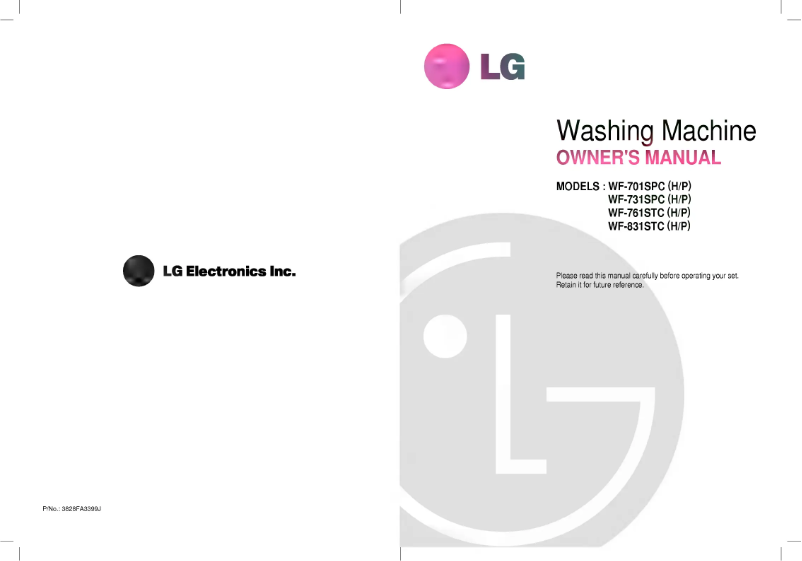 Page 1 de la notice Manuel utilisateur LG WF-831STH