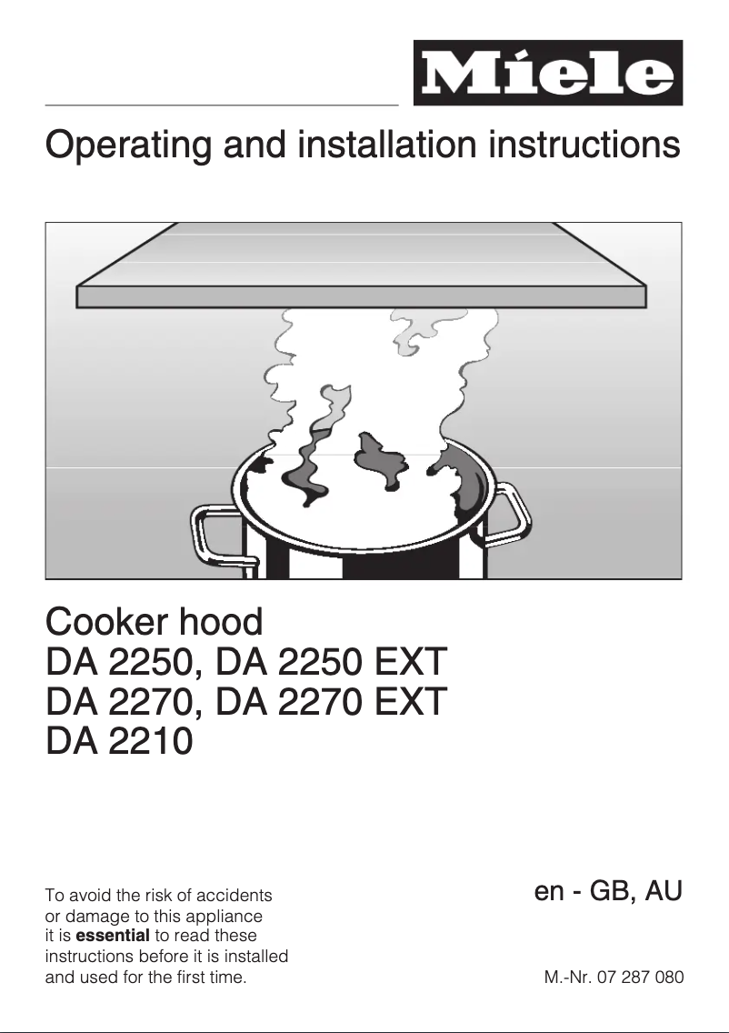 Page 1 de la notice Manuel utilisateur Miele DA 2250 Ext
