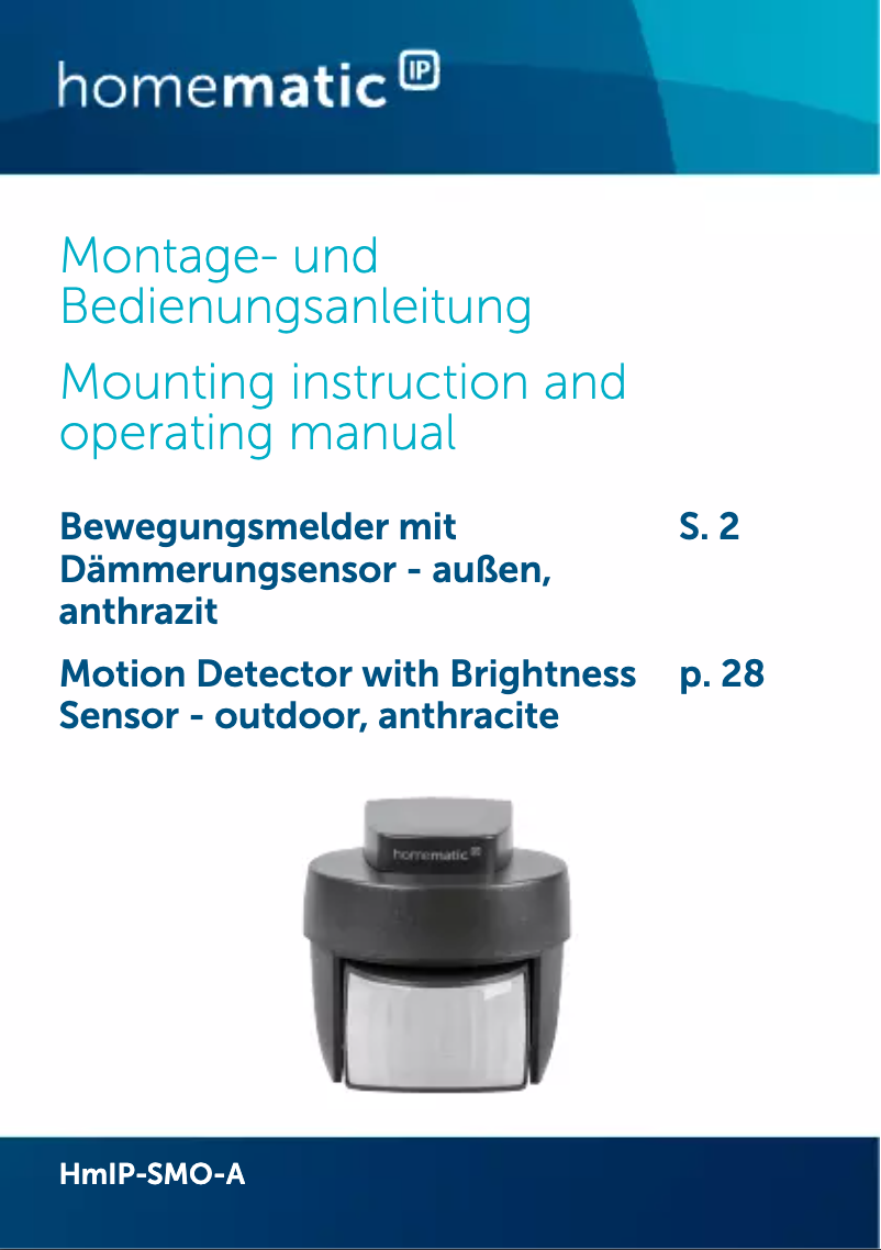 Page n°1 - Manuel utilisateur Homematic IP HmIP-SMO-A