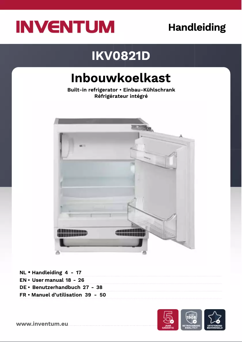 Page n°1 - Manuel utilisateur Inventum IKV0821D