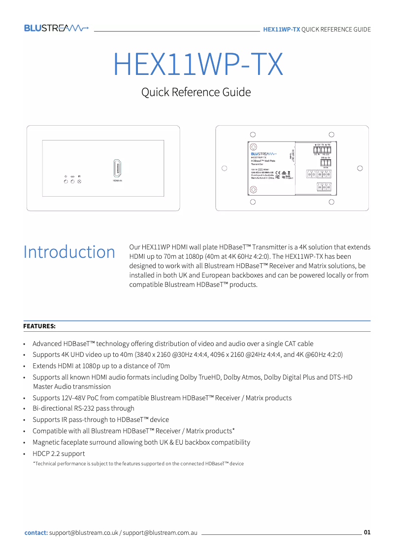 Imagen de la primera página del manual del dispositivo HEX11WP-TX