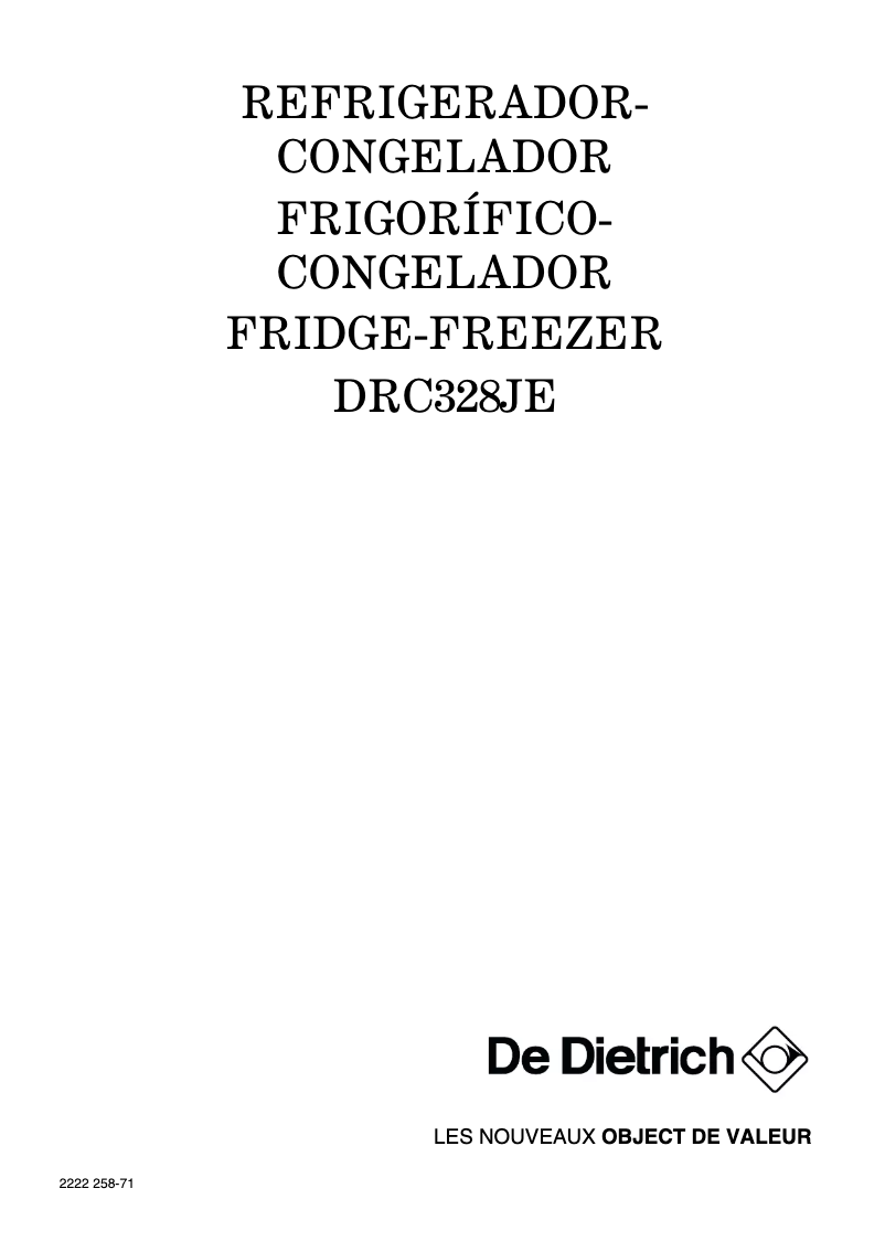Page 1 de la notice Manuel utilisateur De Dietrich DRC328JE