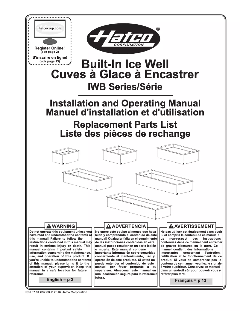 Page n°1 - Manuel utilisateur Hatco IWB-S4