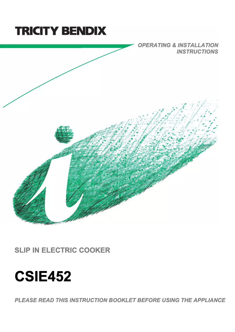 Page n°1 - Manuel utilisateur Tricity Bendix CSIE452GR