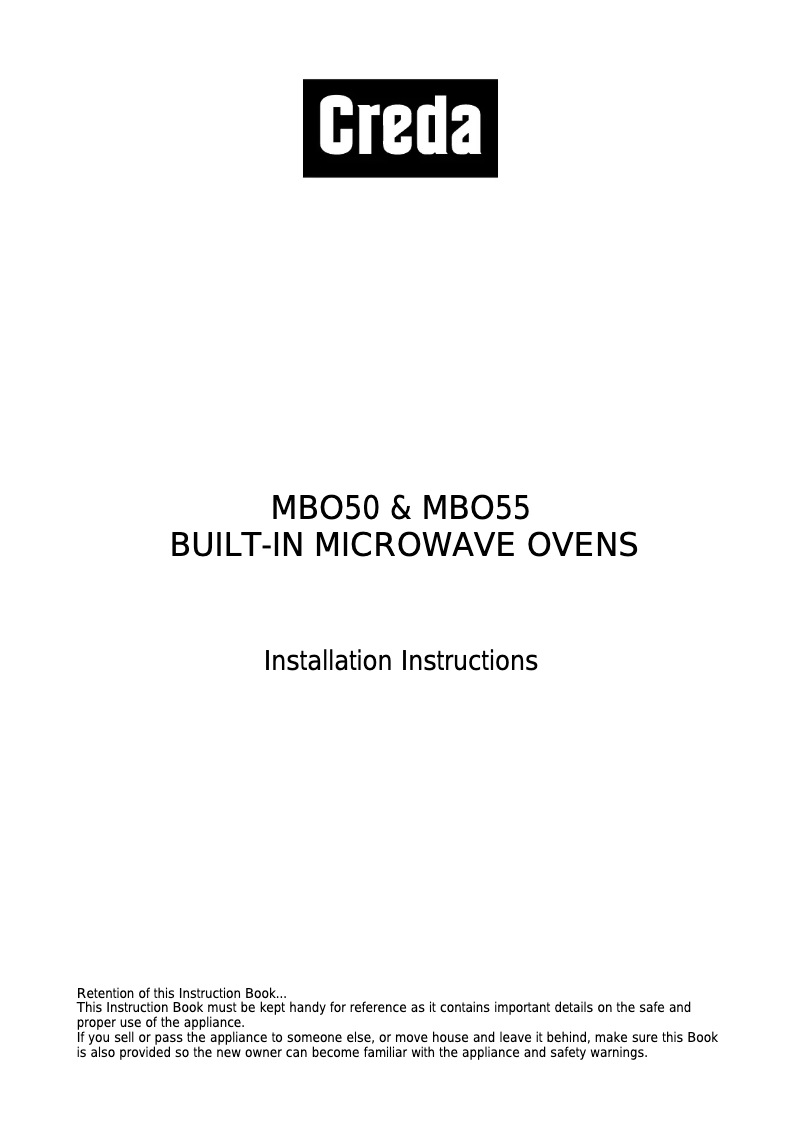 Page n°1 - Manuel utilisateur Creda MBO55