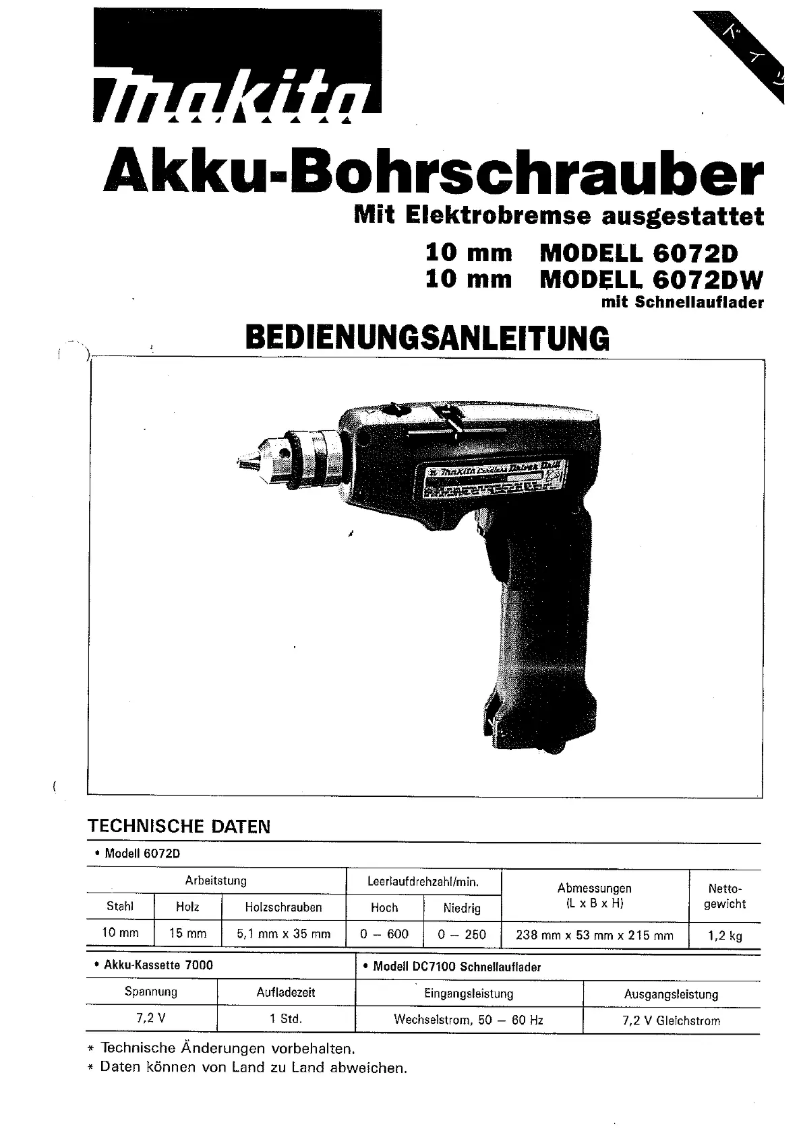 Page n°1 - Manuel utilisateur Makita 6072DW