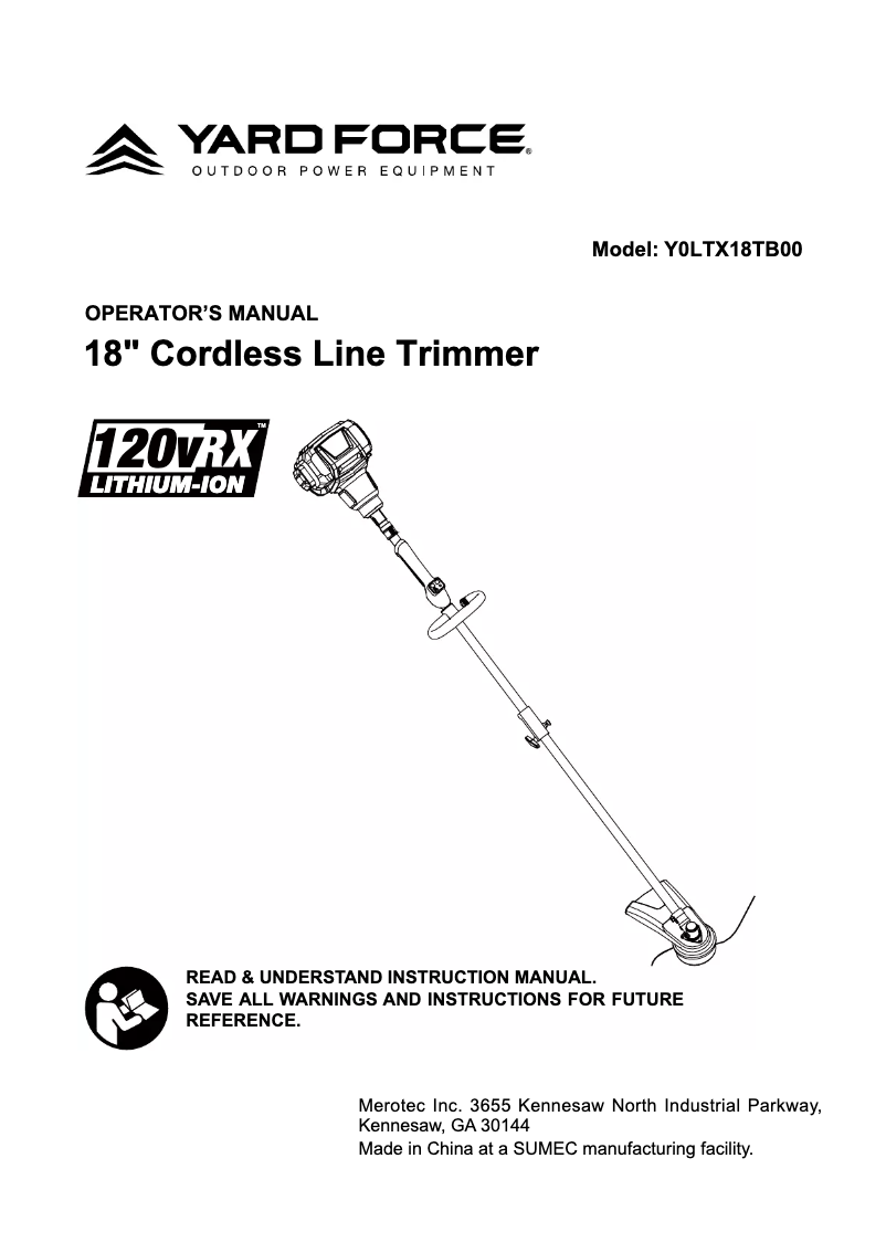 Image de la première page du manuel de l'appareil Y0LTX18TB00