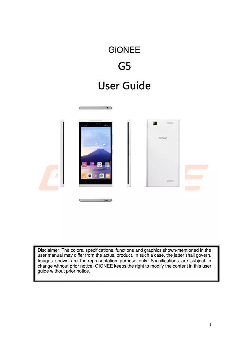 Page n°1 - Manuel utilisateur Gionee GPad G5