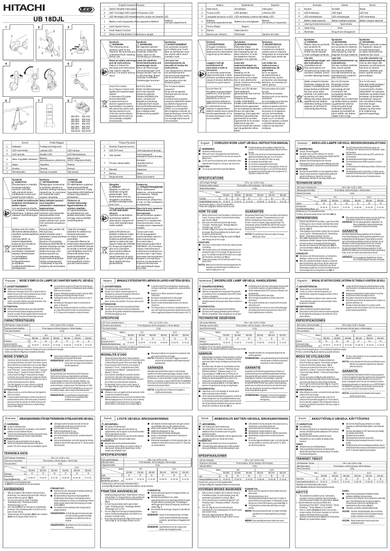 Page 1 de la notice Manuel utilisateur Hitachi UB 18DJL