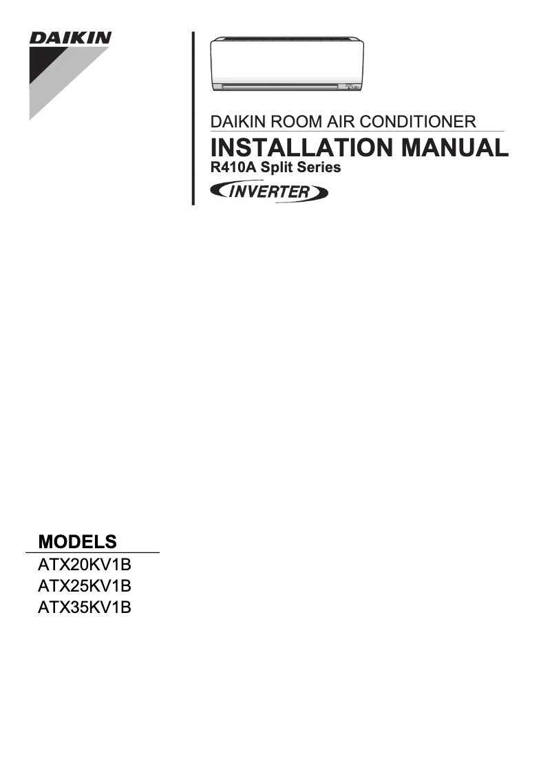 Page 1 de la notice Guide d'installation Daikin ATX35K2V1B
