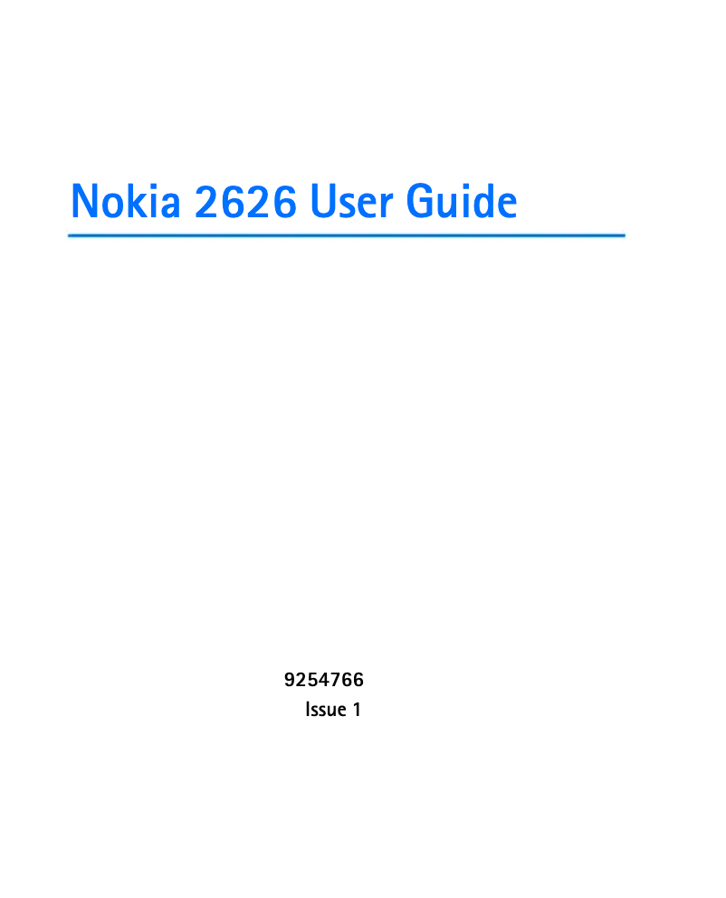 Page 1 de la notice Manuel utilisateur Nokia 2626