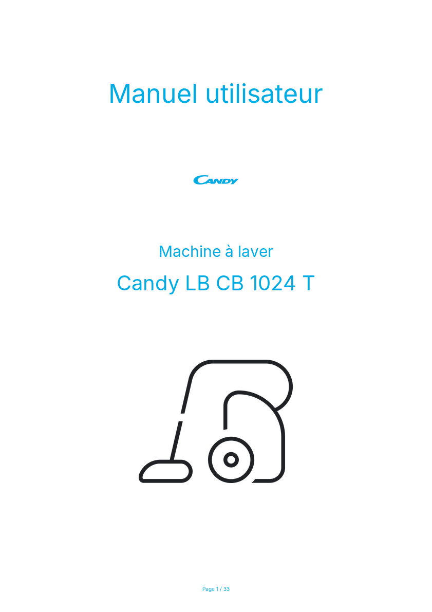 Page n°1 - Manuel utilisateur Candy LB CB 1024 T