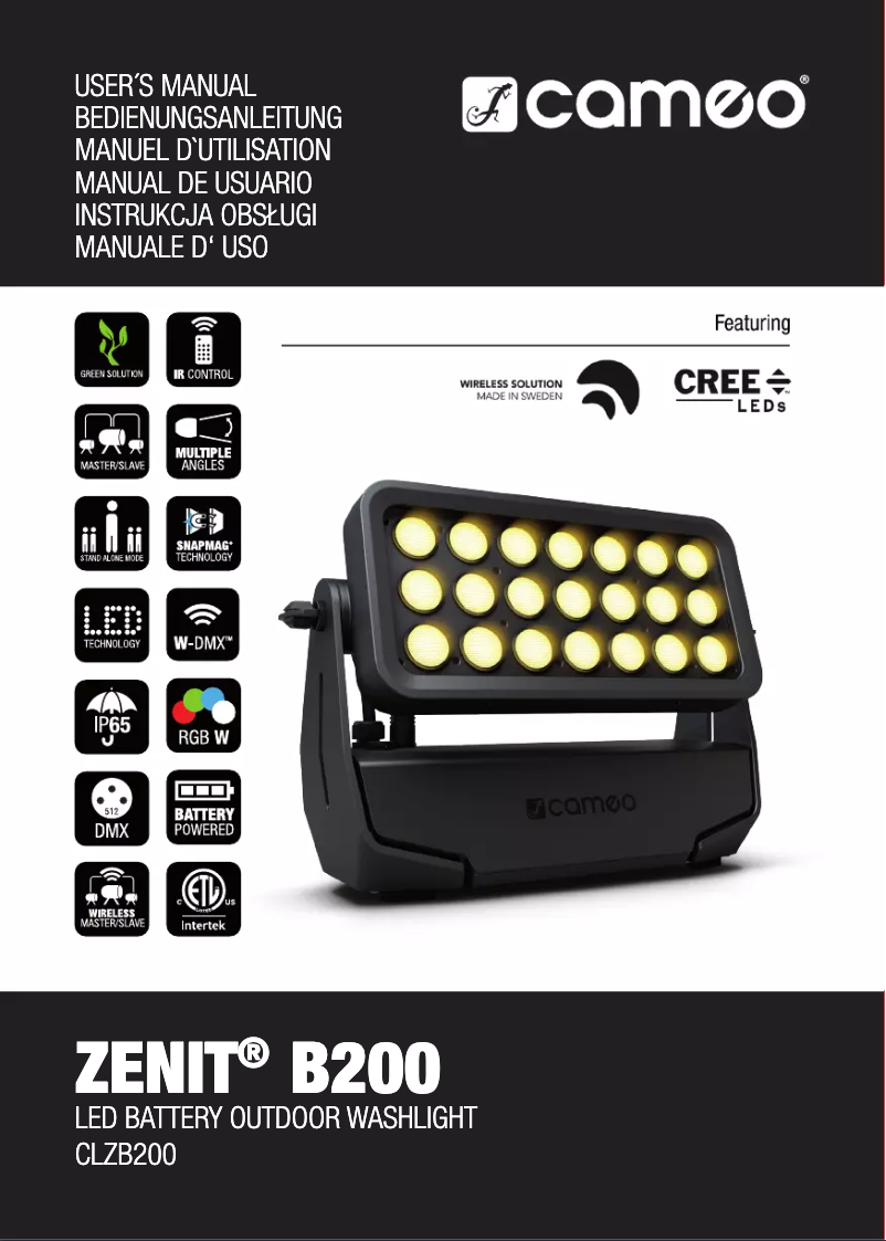 Page 1 de la notice Manuel utilisateur Cameo ZENIT B200