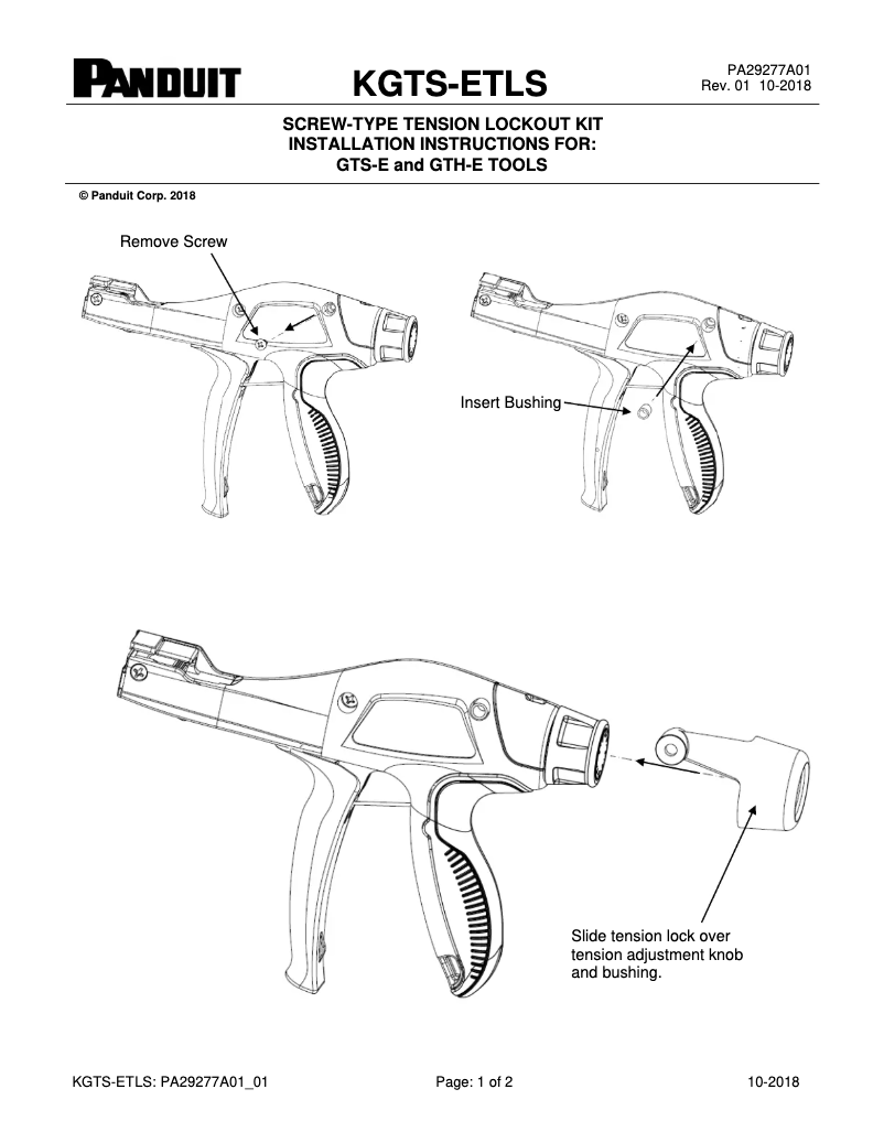 Page n°1 - Guide d'installation Panduit GTS-E