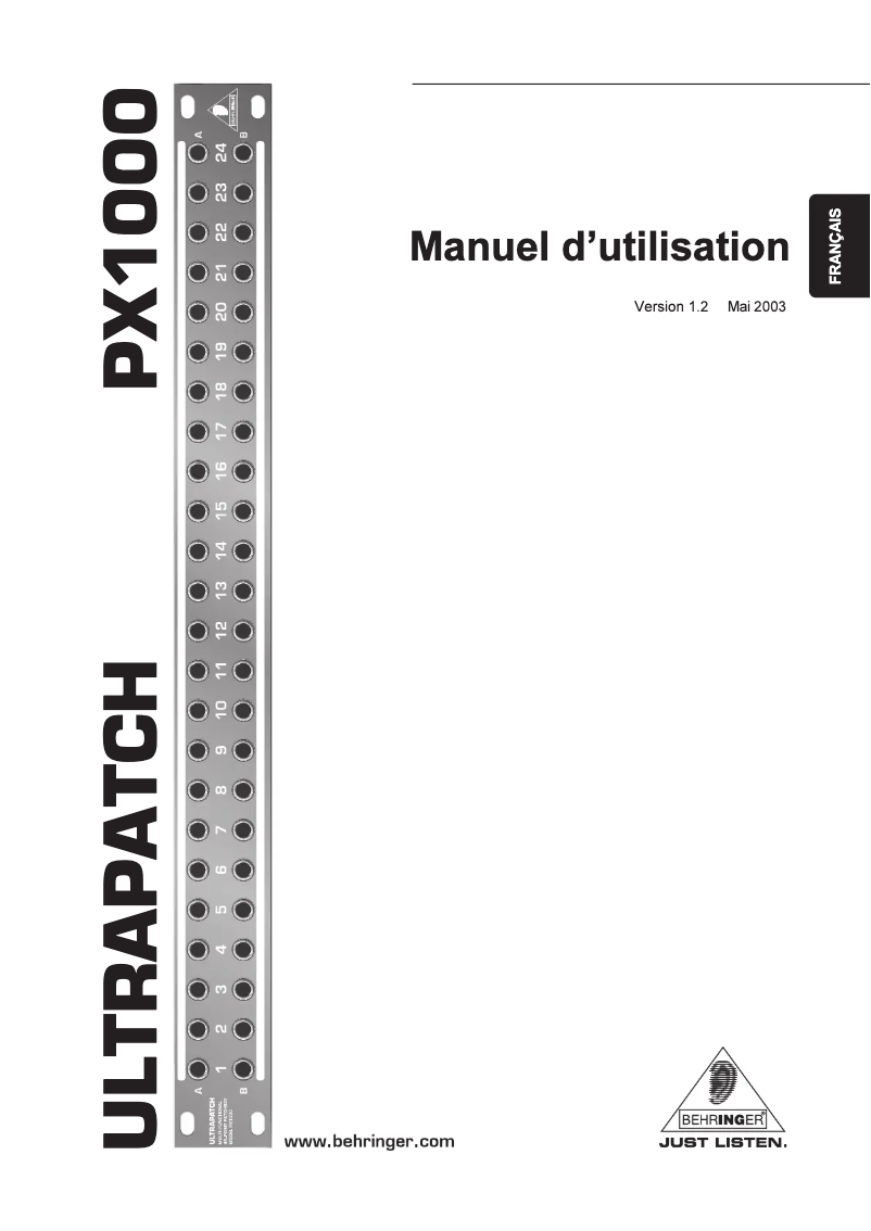 Page 1 de la notice Manuel utilisateur Behringer Ultrapatch PX1000