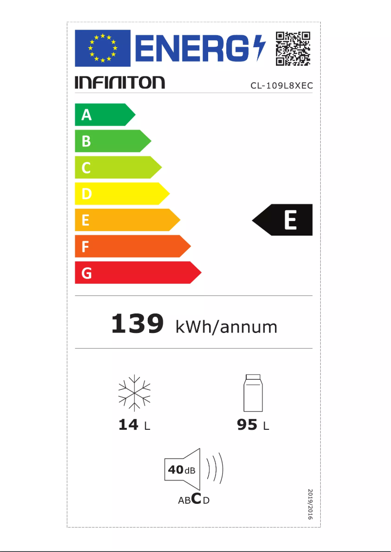 Page n°1 - Label énergétique Infiniton CL-109L8XEC