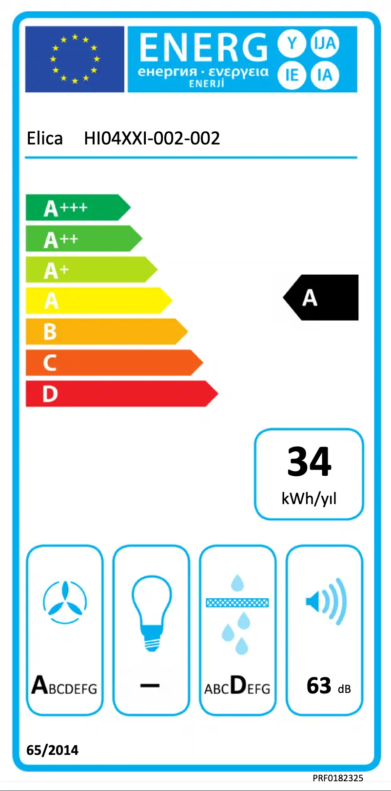 Page n°1 - Label énergétique Elica NikolaTesla Prime S+ PRF0182325