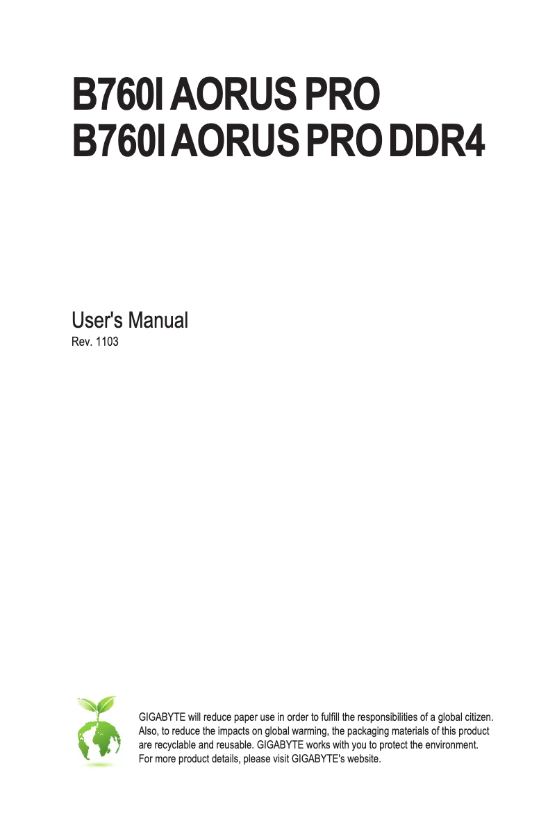 Página 1 del manual Manual de usuario Gigabyte B760I Aorus Pro