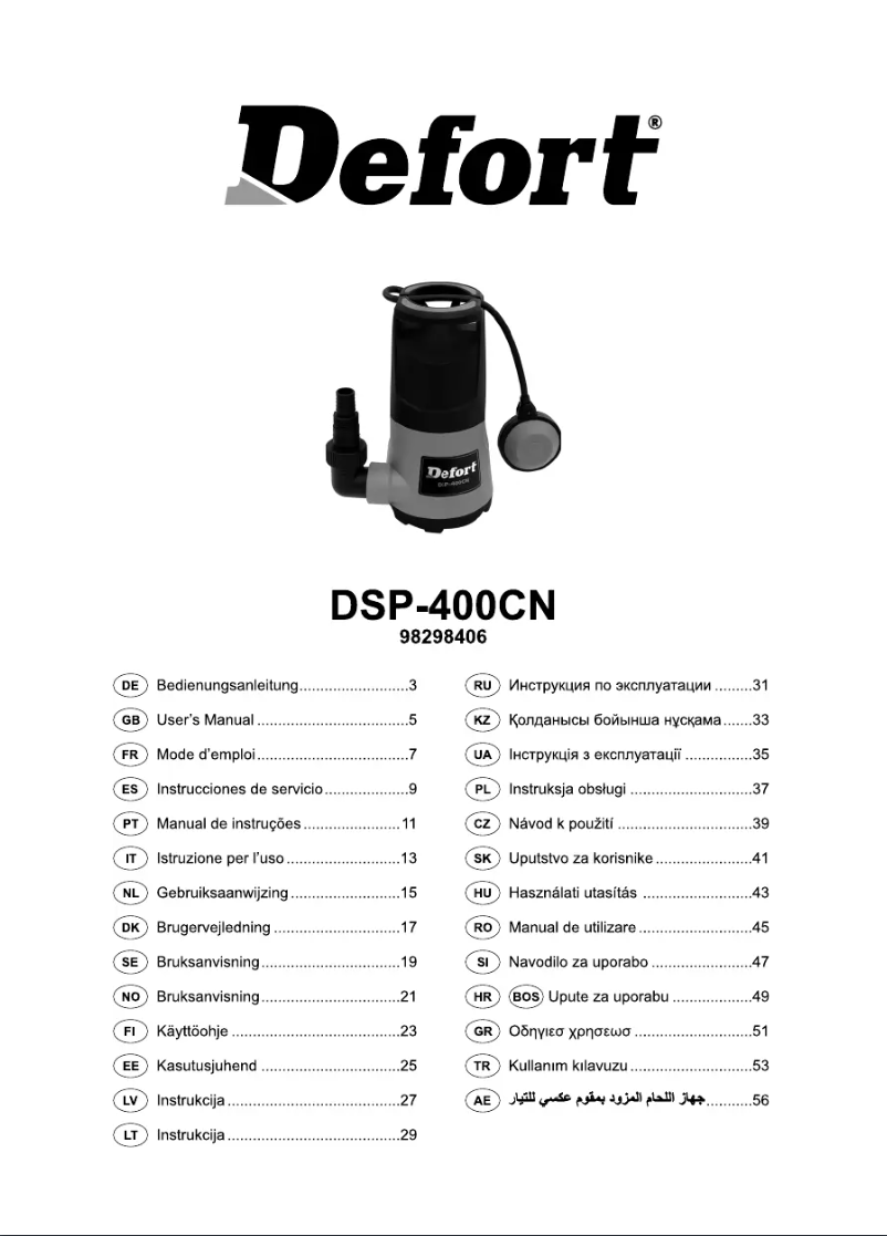 Page n°1 - Manuel utilisateur Defort DSP-400CN