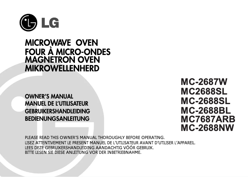 Page 1 de la notice Manuel utilisateur LG MC-2688NW