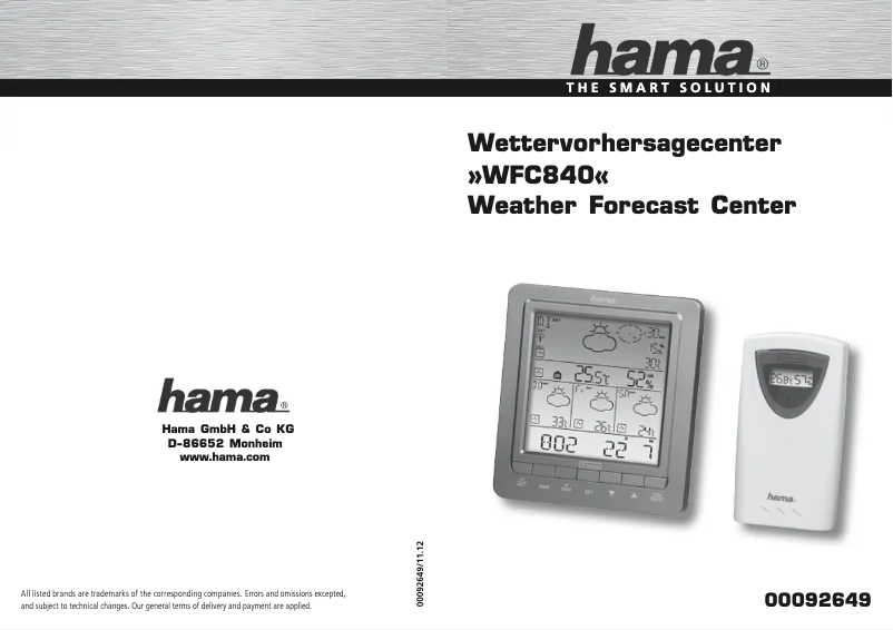 Page 1 of the manual User Manual Hama WFC840