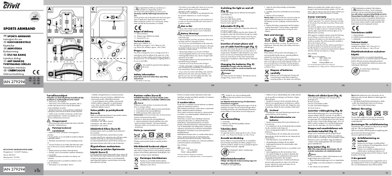 Page 1 de la notice Manuel utilisateur Crivit IAN 279294