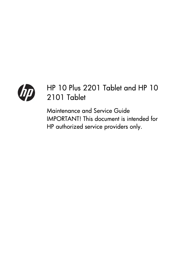 Page n°1 - Manuel d'utilisation et d'entretien HP 10 Tablet