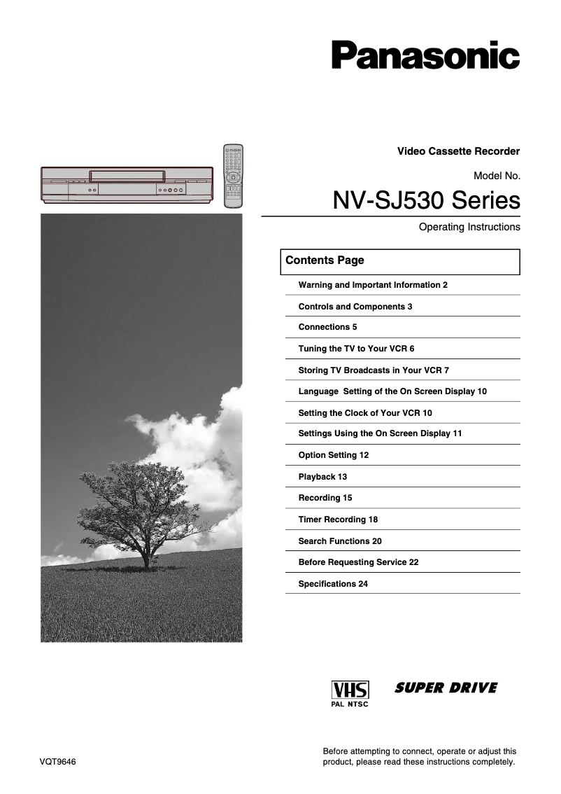 Page n°1 - Manuel utilisateur Panasonic NV-SJ530